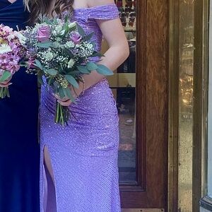 Purple sequin prom dress